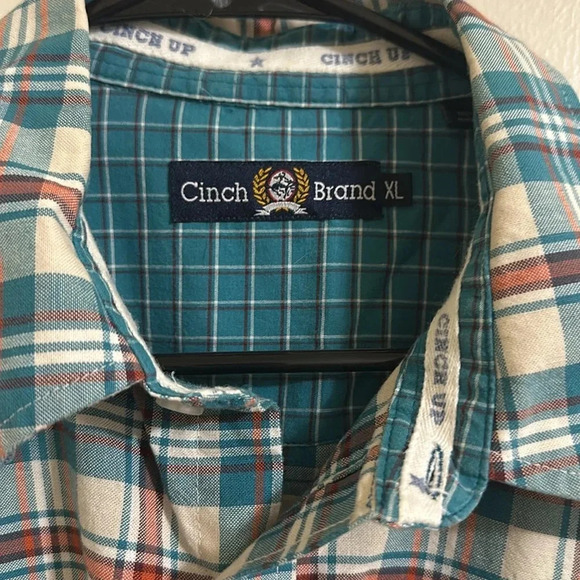 EUC Cinch Plaid Long Sleeve Button Down Shirt - Picture 2 of 5